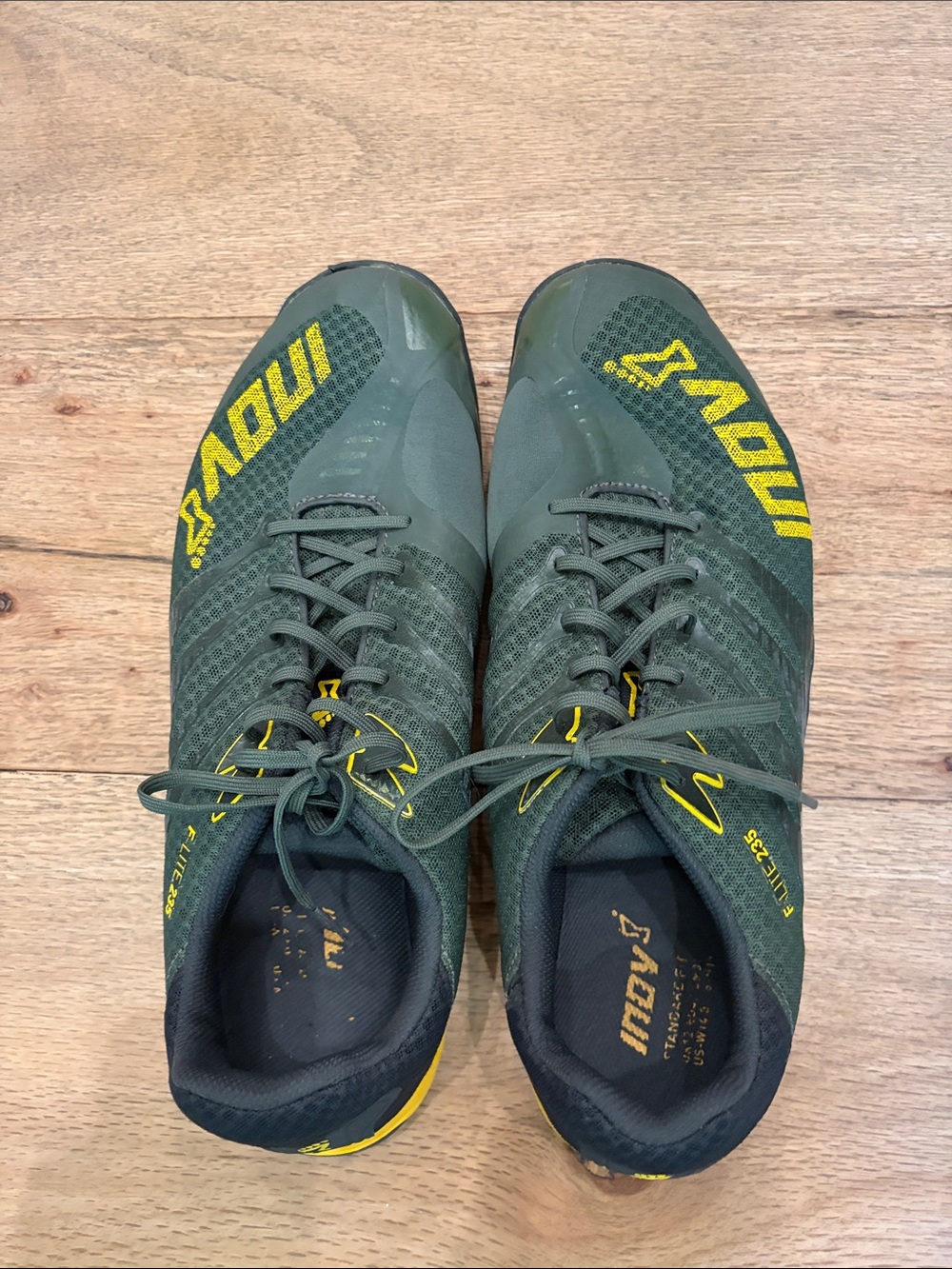 Inov-8 Men's Olive Green with Yellow Logo Trail Runners